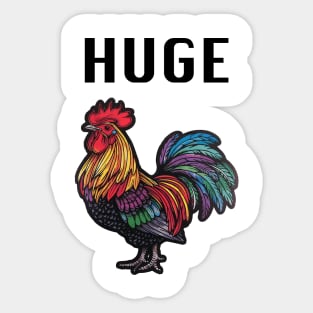 Huge Rooster (with Black Lettering) Sticker